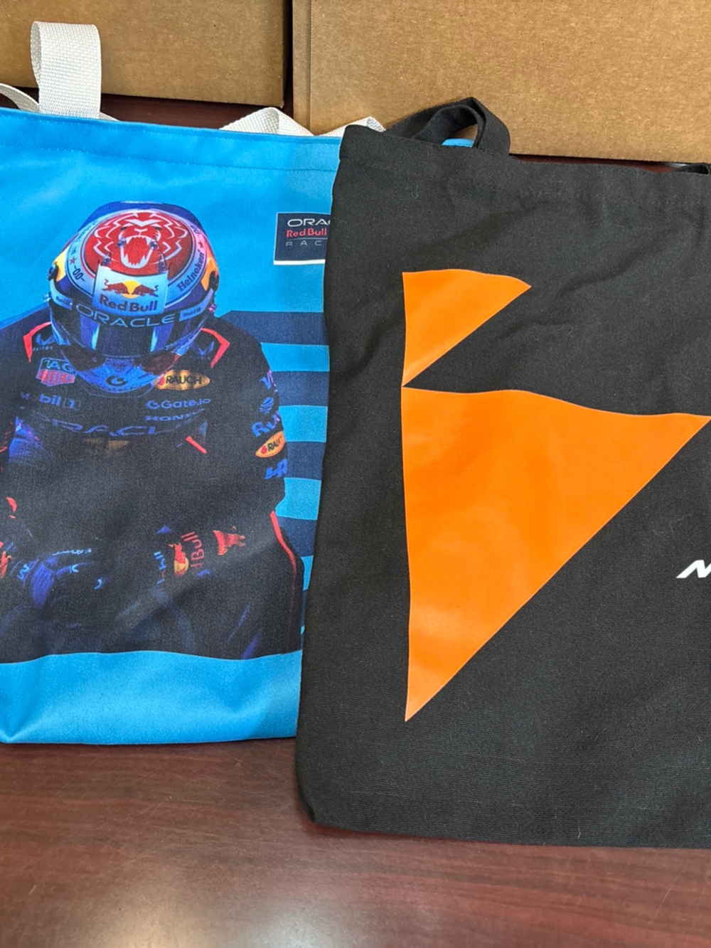 Oracle Red Bull F1 McLaren Racing Max Verstappen AT&T canvas bag Totes 17" x 17"